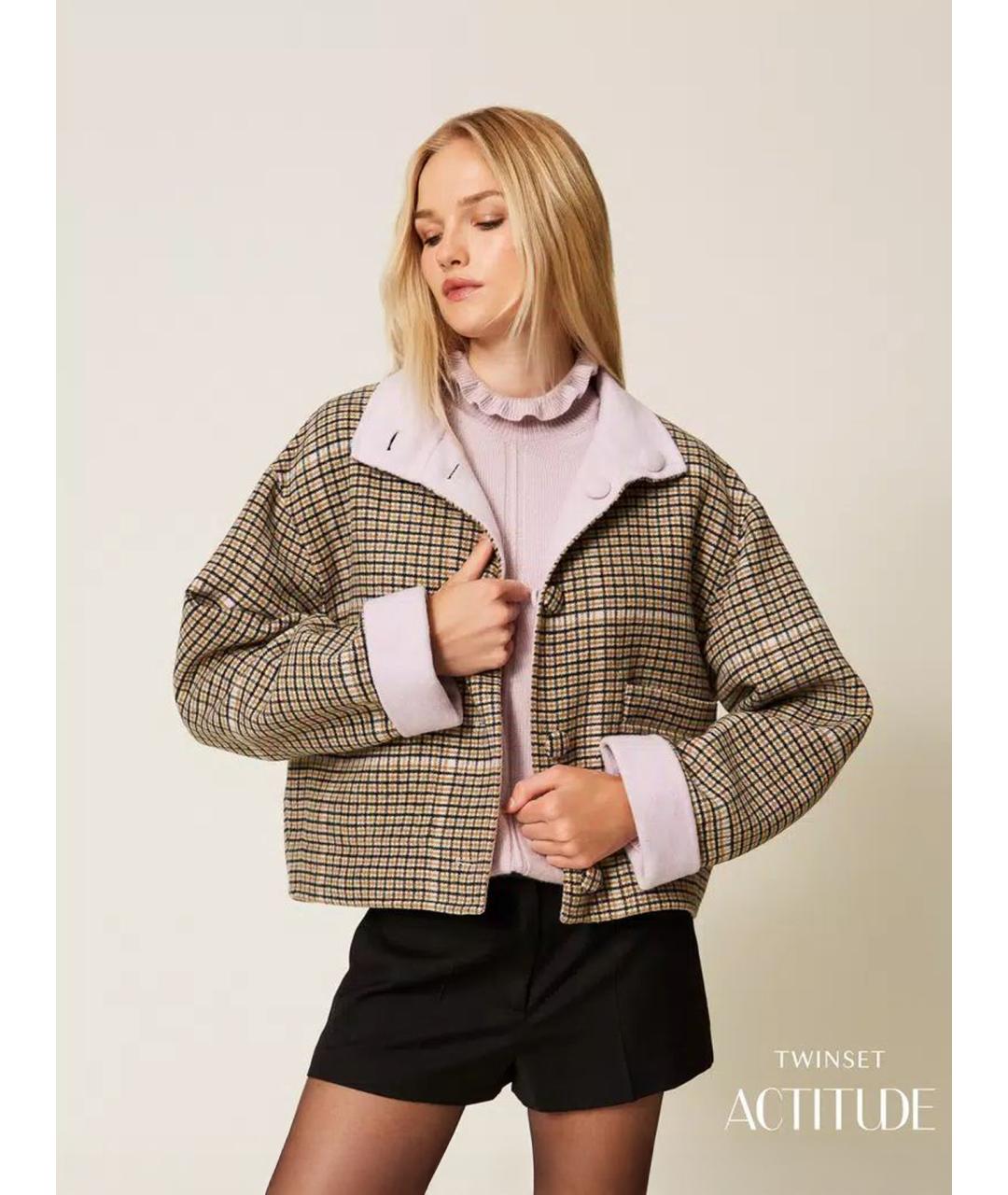 TWIN-SET Коричневая шерстяная куртка, фото 4