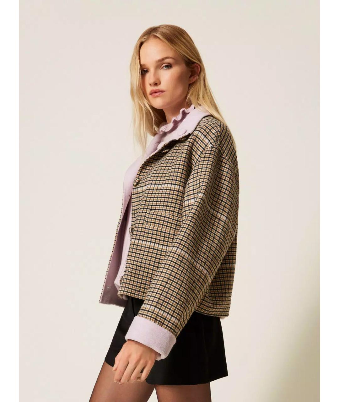 TWIN-SET Коричневая шерстяная куртка, фото 3