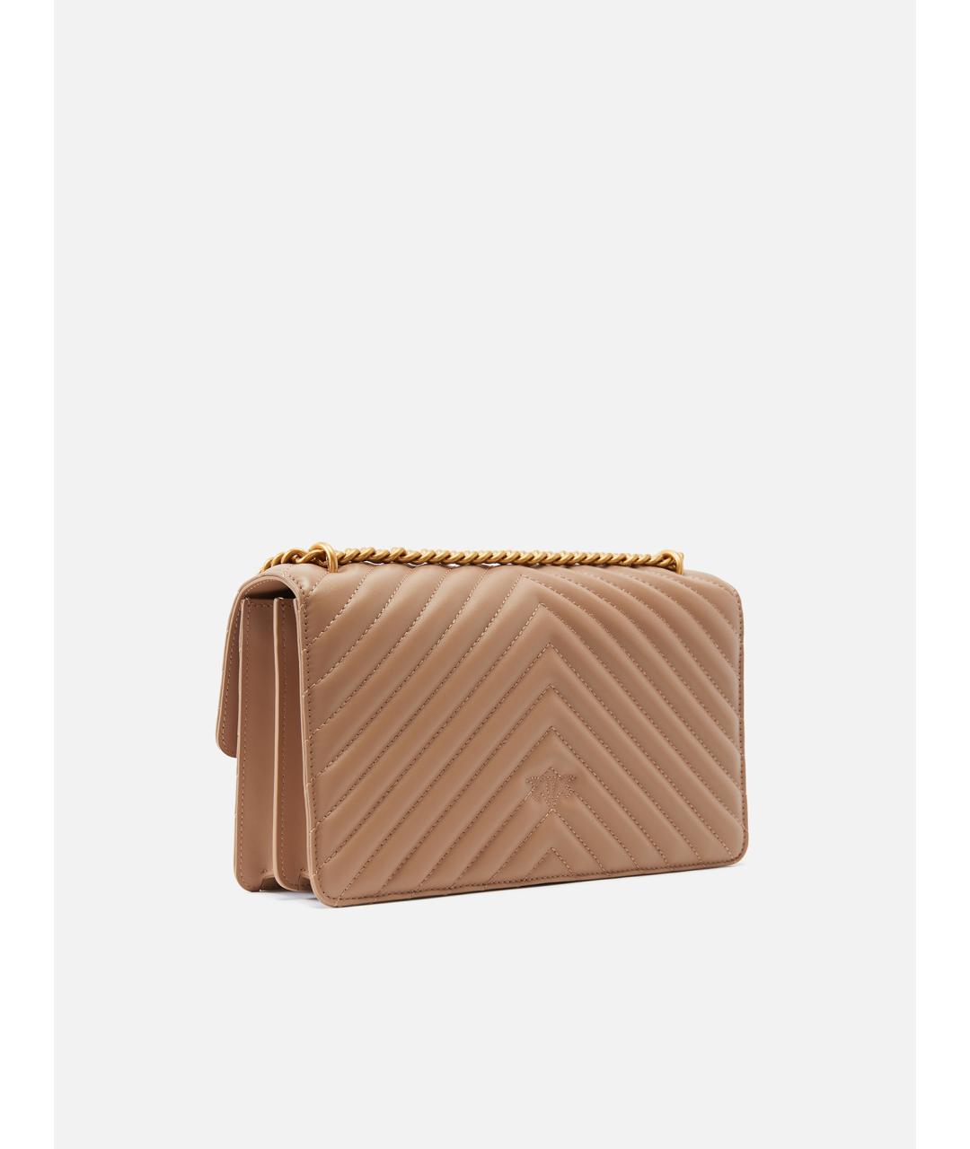 PINKO Бежевая кожаная сумка через плечо, фото 3