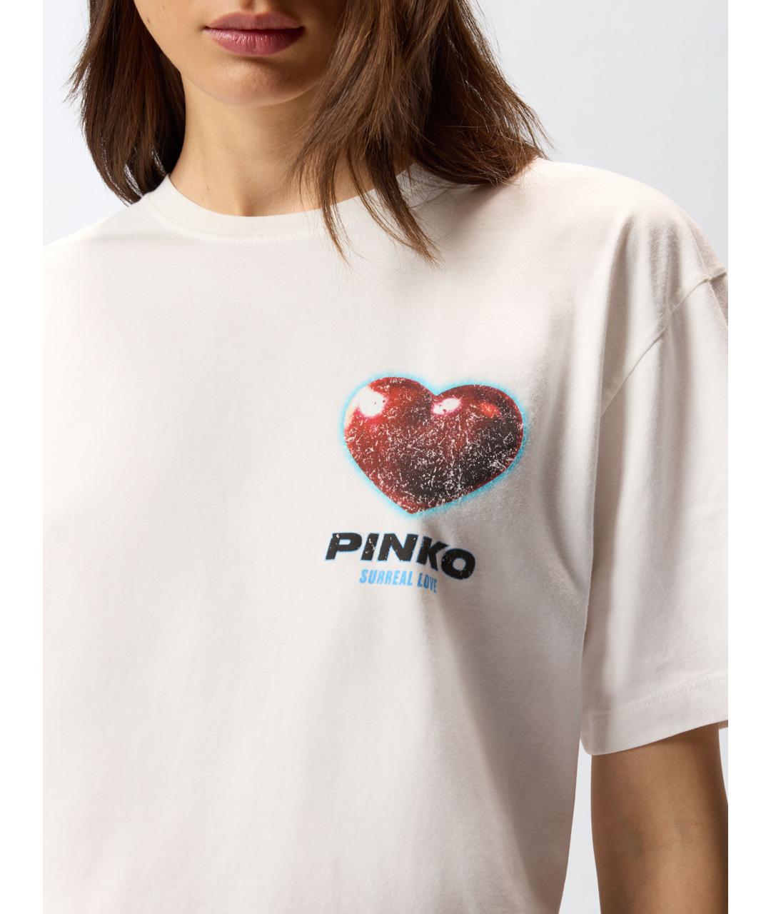 PINKO Белая хлопковая футболка, фото 5