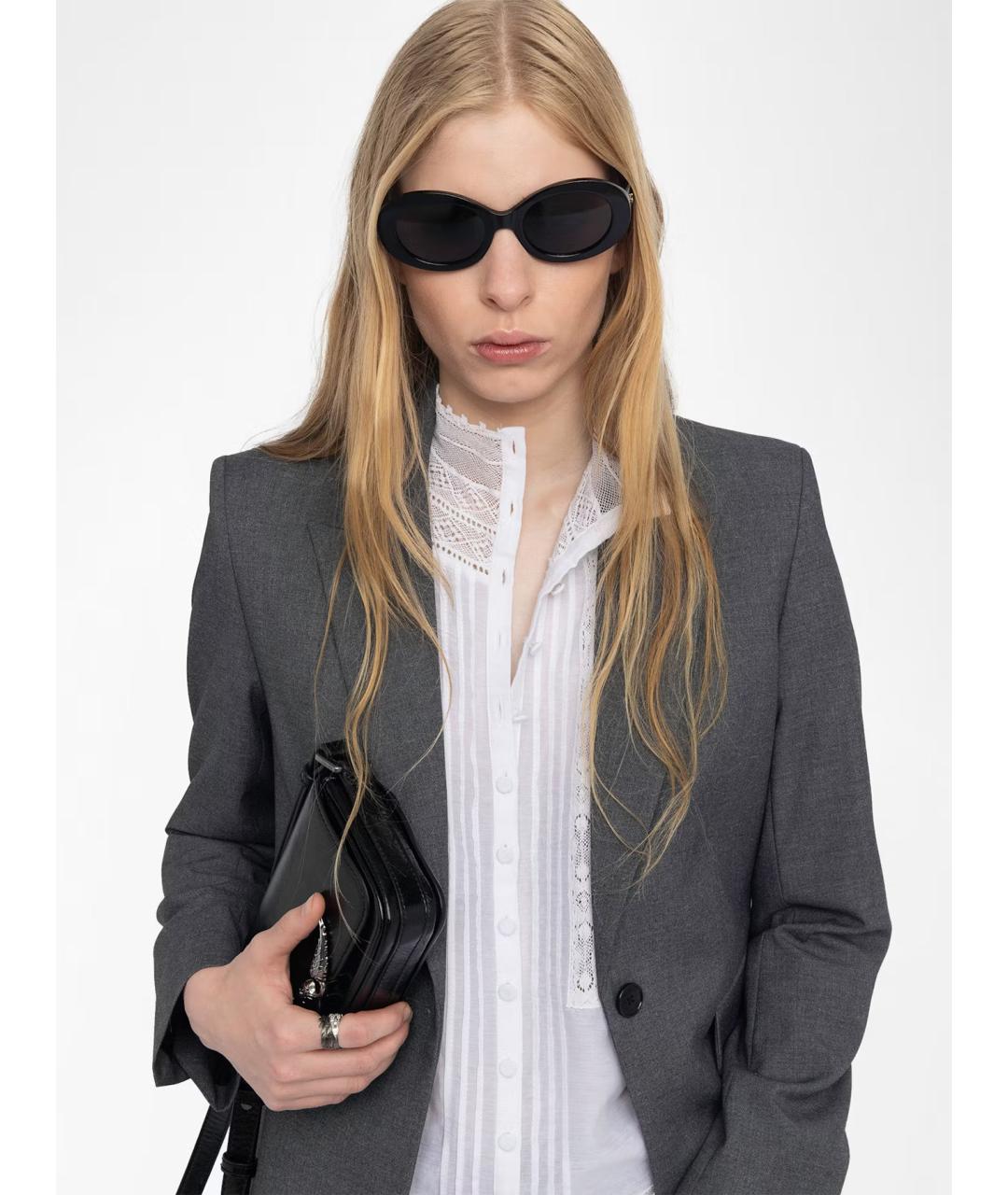 ZADIG & VOLTAIRE Антрацитовый полиэстеровый жакет/пиджак, фото 6