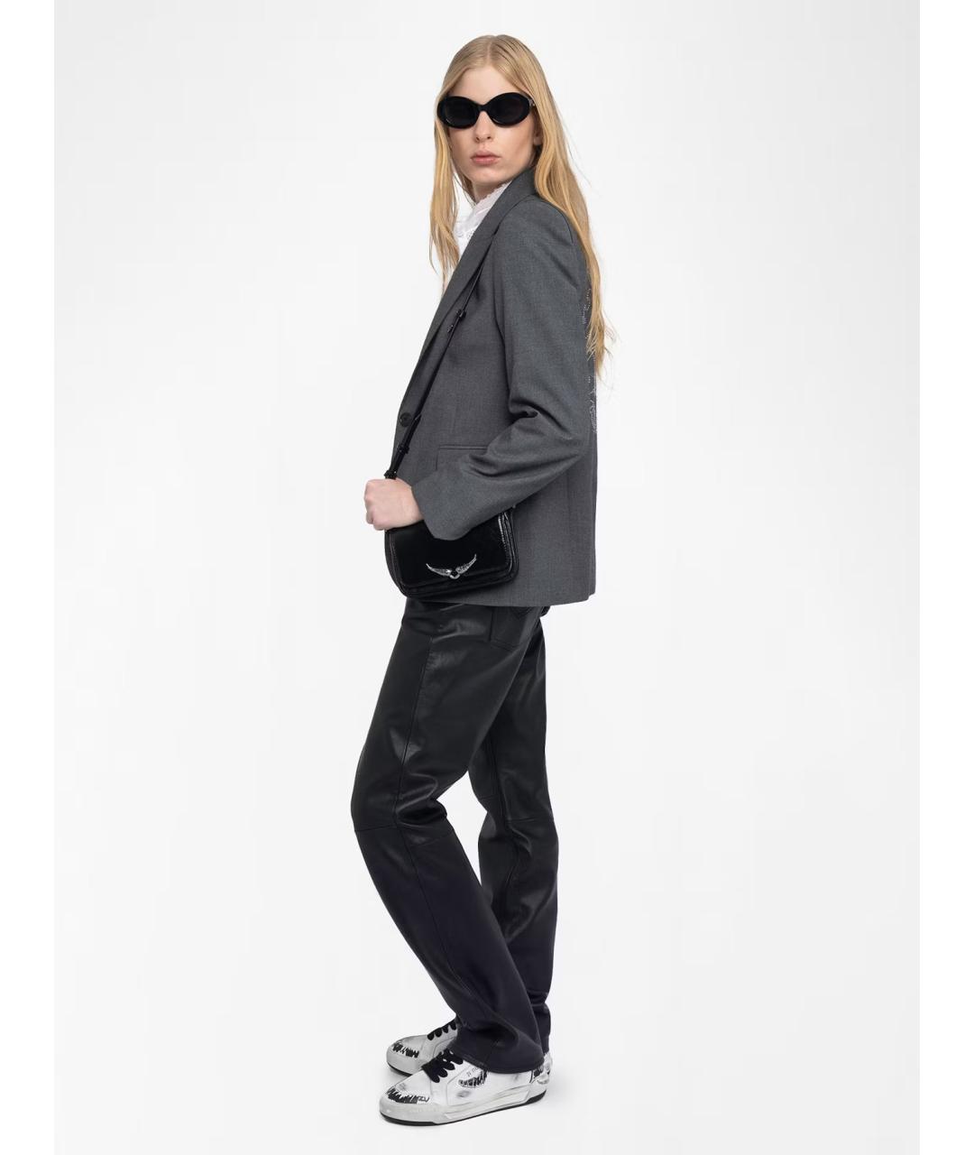 ZADIG & VOLTAIRE Антрацитовый полиэстеровый жакет/пиджак, фото 5