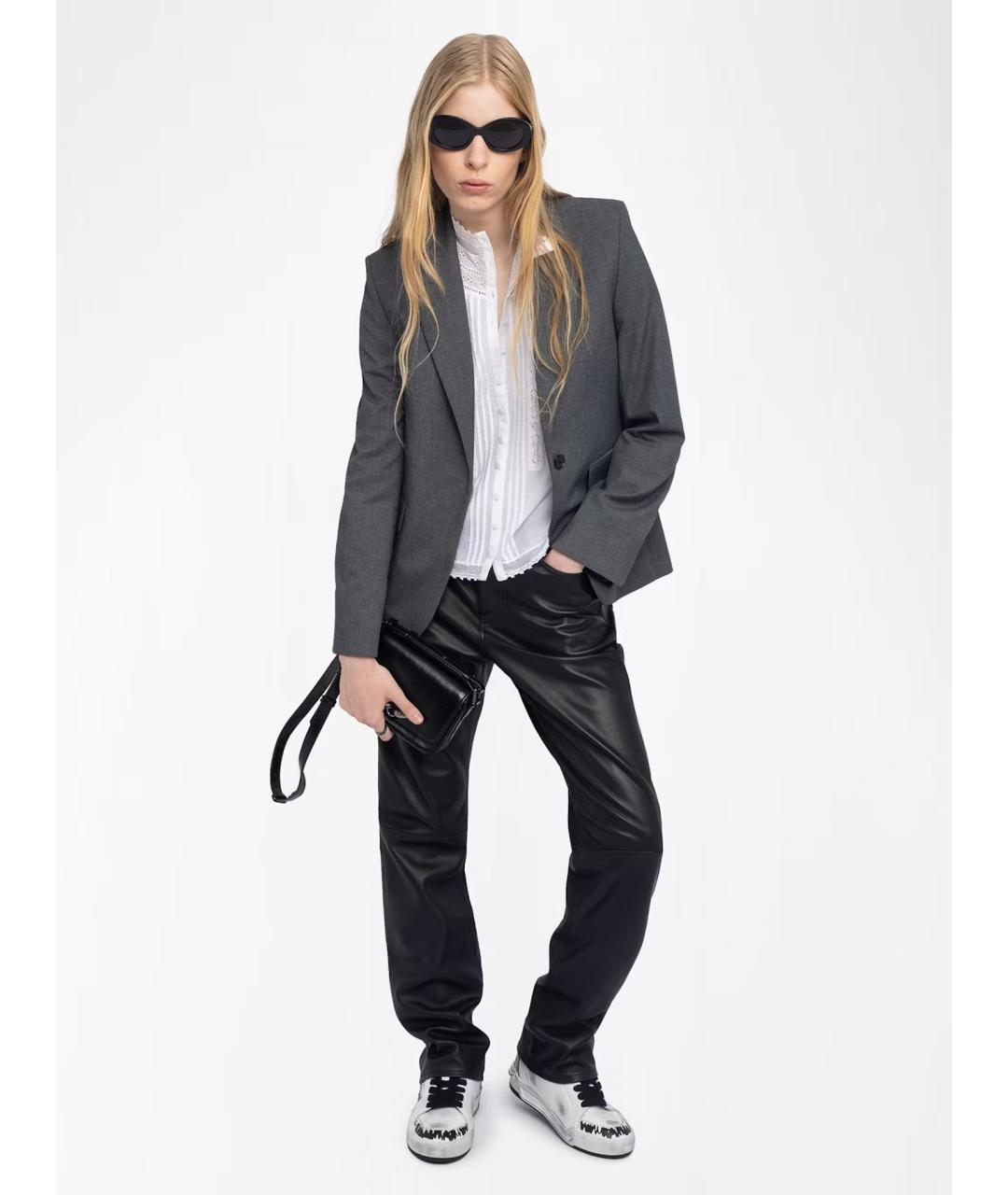 ZADIG & VOLTAIRE Антрацитовый полиэстеровый жакет/пиджак, фото 4