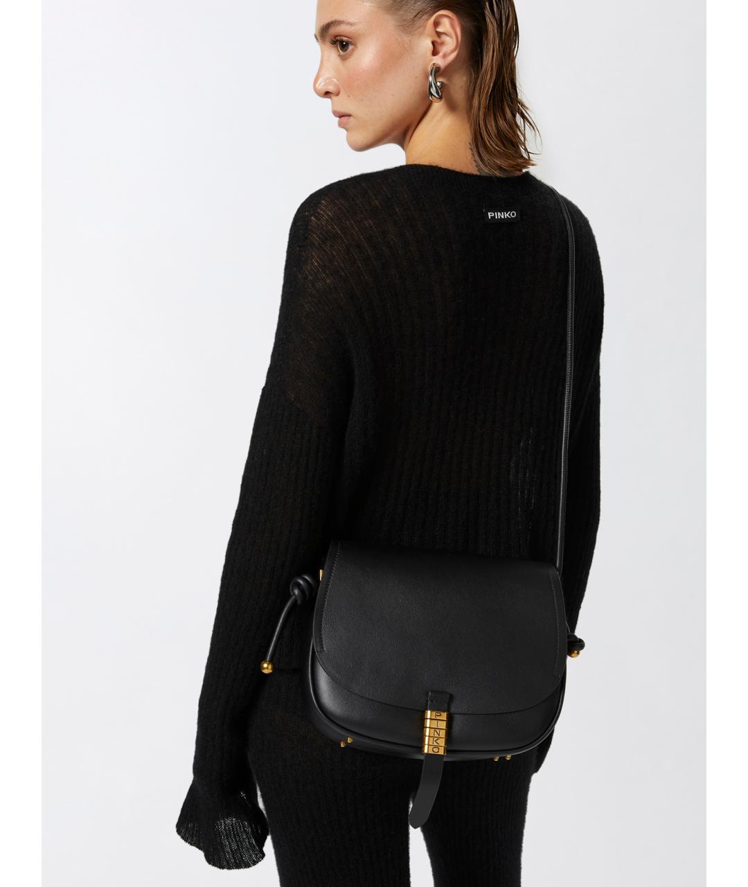 PINKO Черная кожаная сумка через плечо, фото 2