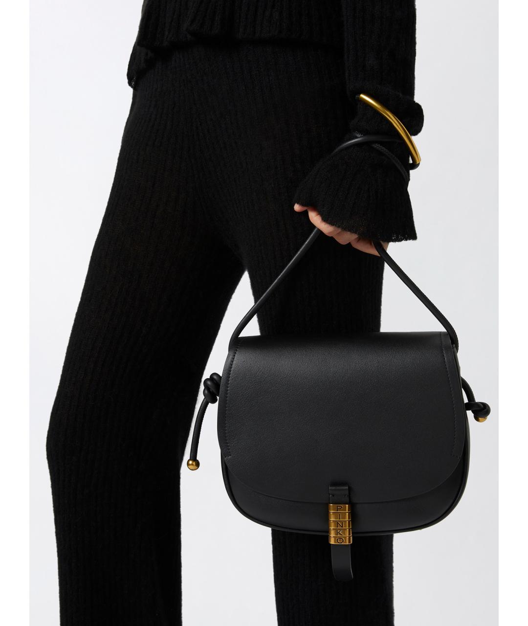 PINKO Черная кожаная сумка через плечо, фото 6