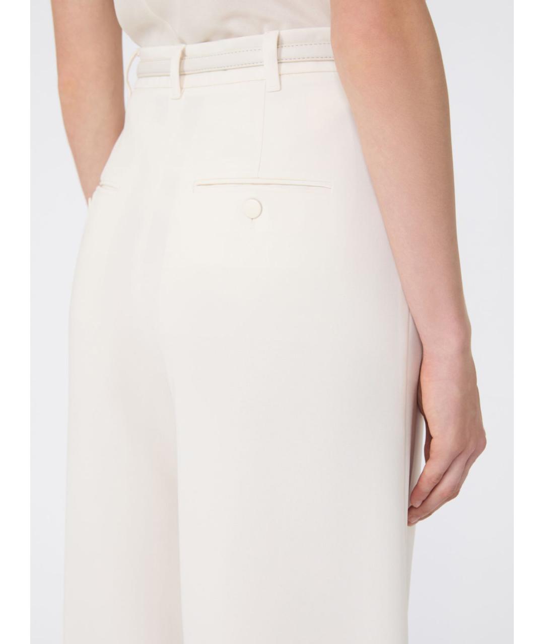 MAX MARA STUDIO Белые ацетатные брюки широкие, фото 3