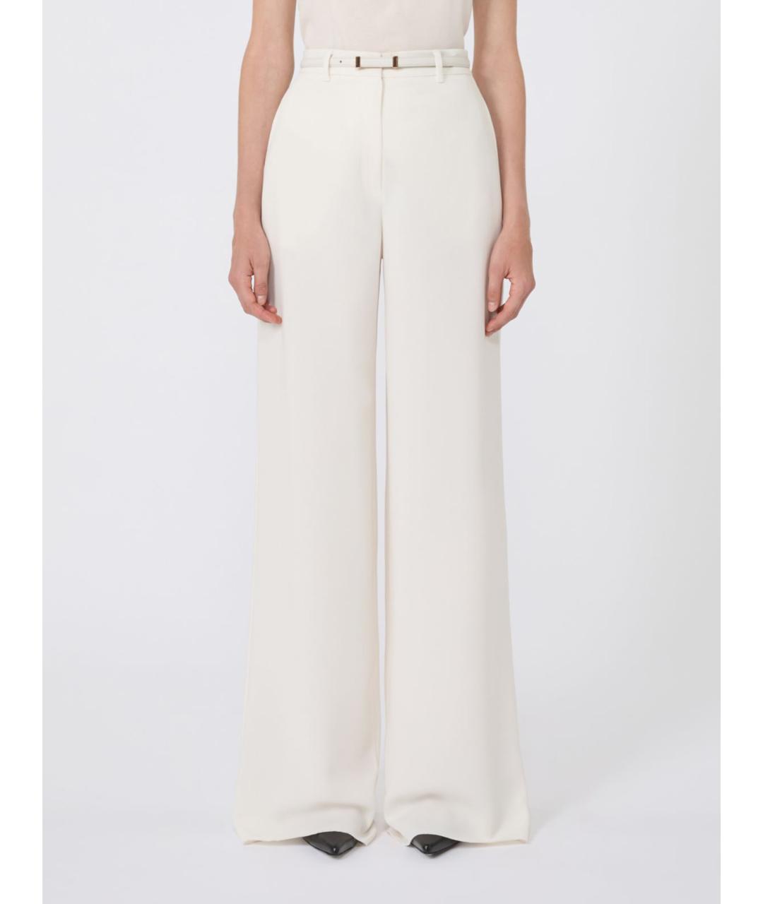 MAX MARA STUDIO Белые ацетатные брюки широкие, фото 5