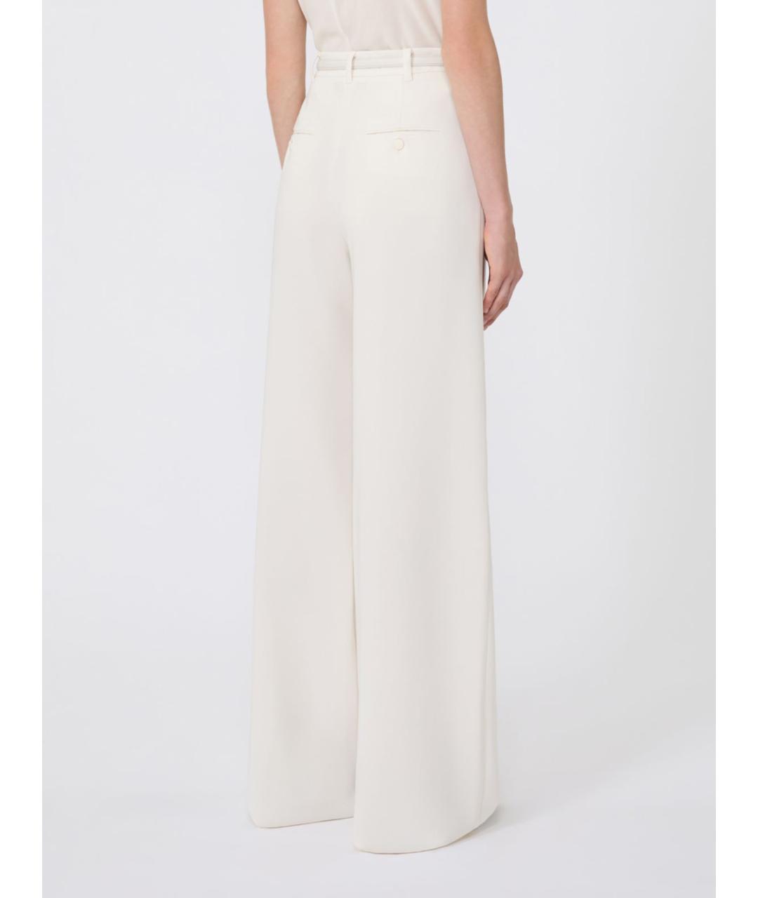 MAX MARA STUDIO Белые ацетатные брюки широкие, фото 4