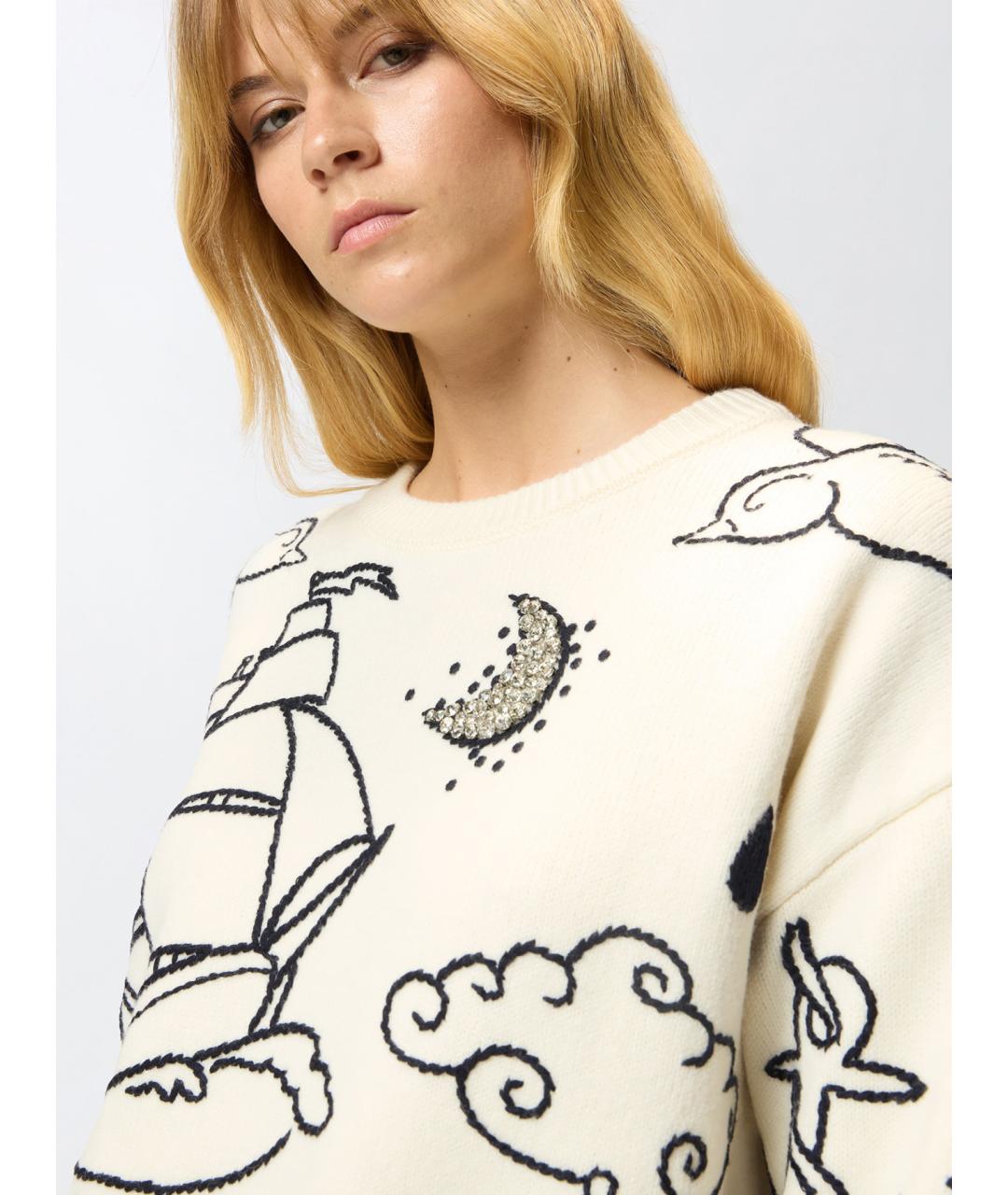 PINKO Белый шерстяной джемпер / свитер, фото 5