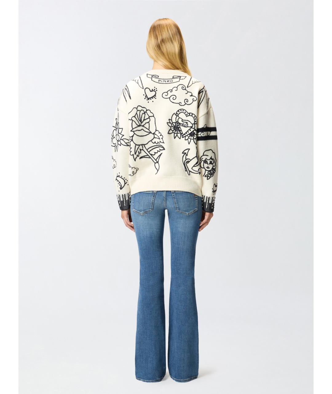 PINKO Белый шерстяной джемпер / свитер, фото 4