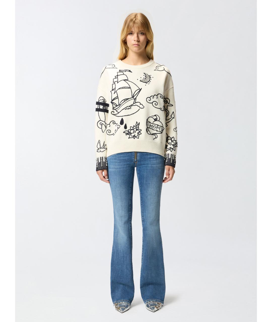 PINKO Белый шерстяной джемпер / свитер, фото 2