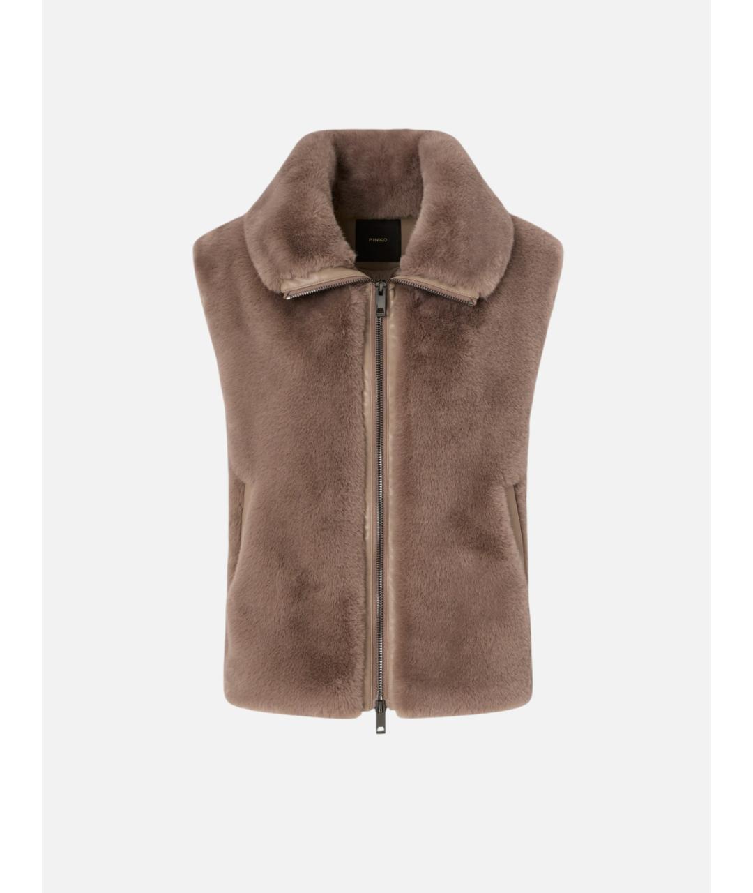 PINKO Коричневый полиэстеровый жилет, фото 7