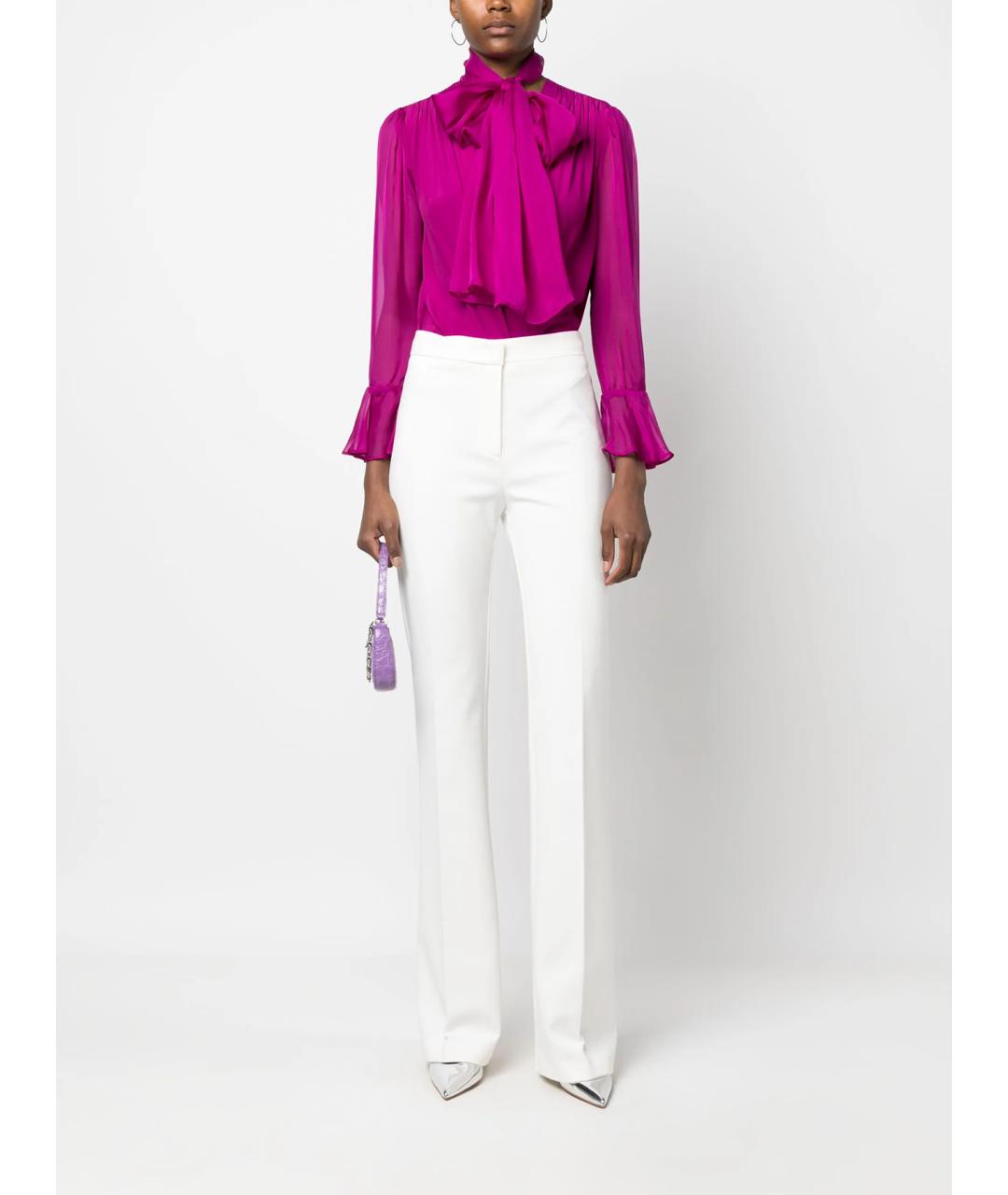 PINKO Белые вискозные прямые брюки, фото 2