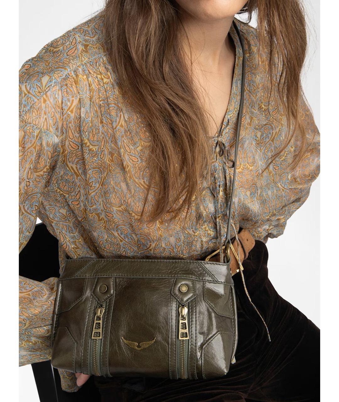 ZADIG & VOLTAIRE Зеленая кожаная сумка через плечо, фото 4