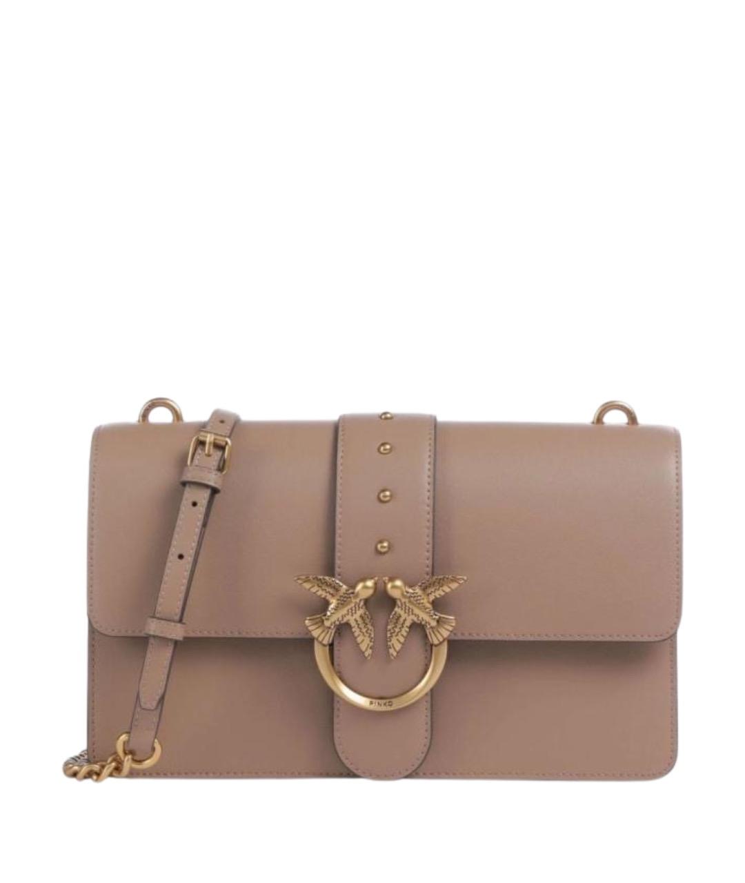 PINKO Бежевая кожаная сумка через плечо, фото 1