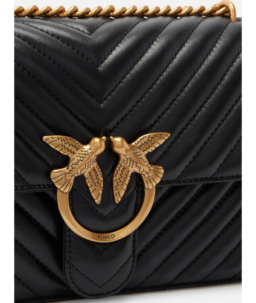 PINKO Черная кожаная сумка через плечо, фото 4