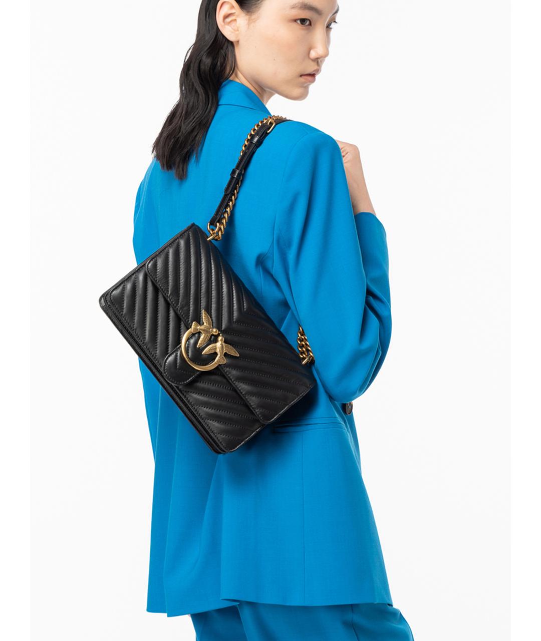 PINKO Черная кожаная сумка через плечо, фото 2