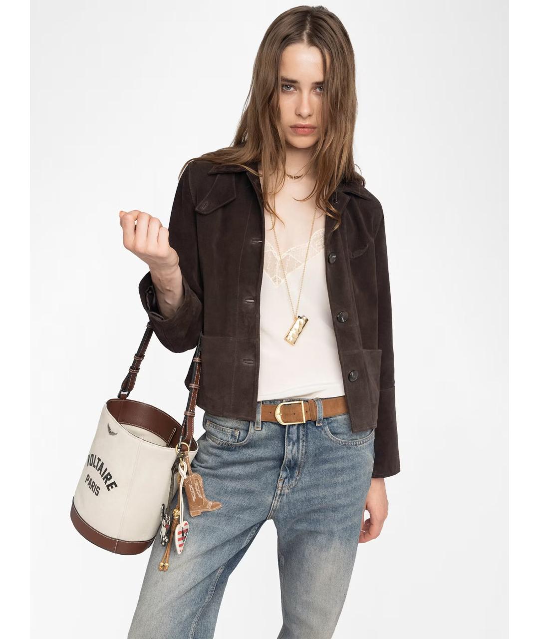 ZADIG & VOLTAIRE Коричневая замшевая куртка, фото 4