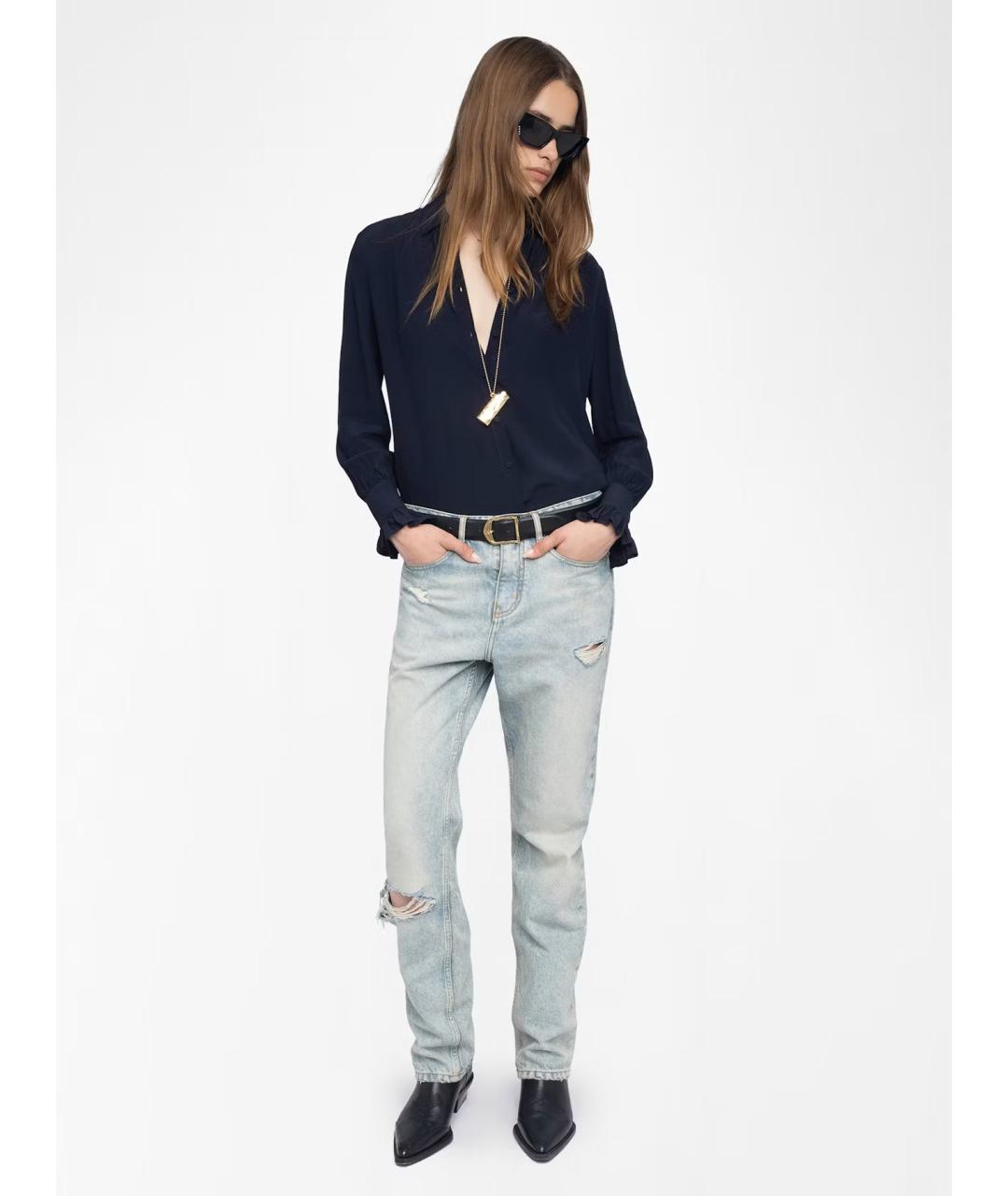 ZADIG & VOLTAIRE Темно-синяя вискозная рубашка, фото 5