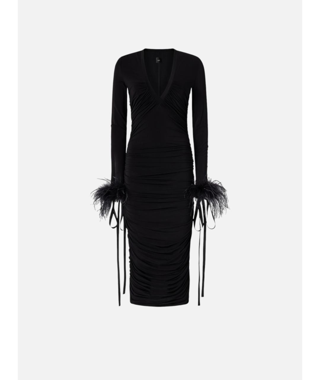 PINKO Черное вискозное коктейльное платье, фото 3