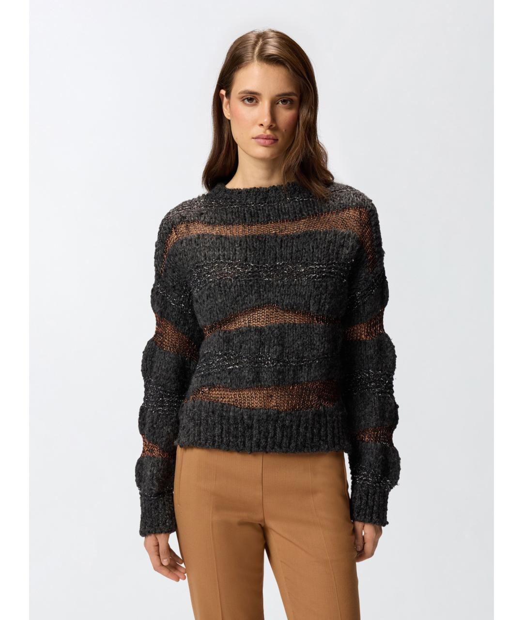 PINKO Серый шерстяной джемпер / свитер, фото 3