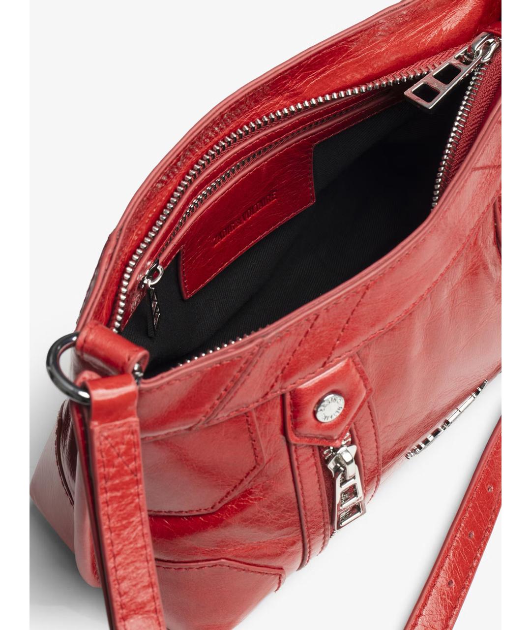 ZADIG & VOLTAIRE Красная кожаная сумка через плечо, фото 8