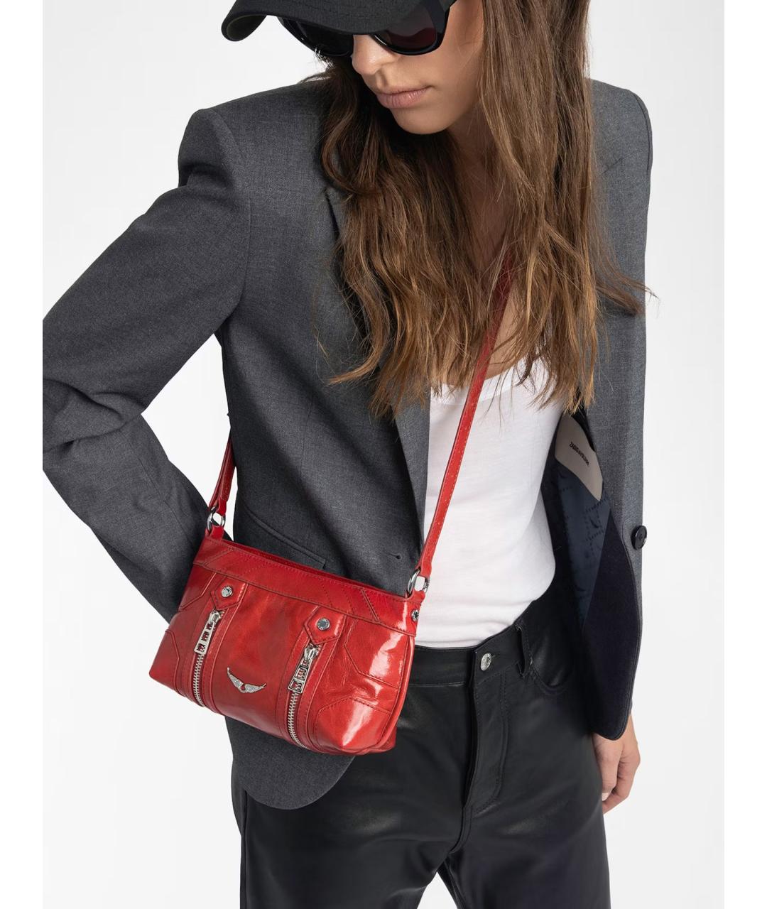 ZADIG & VOLTAIRE Красная кожаная сумка через плечо, фото 4