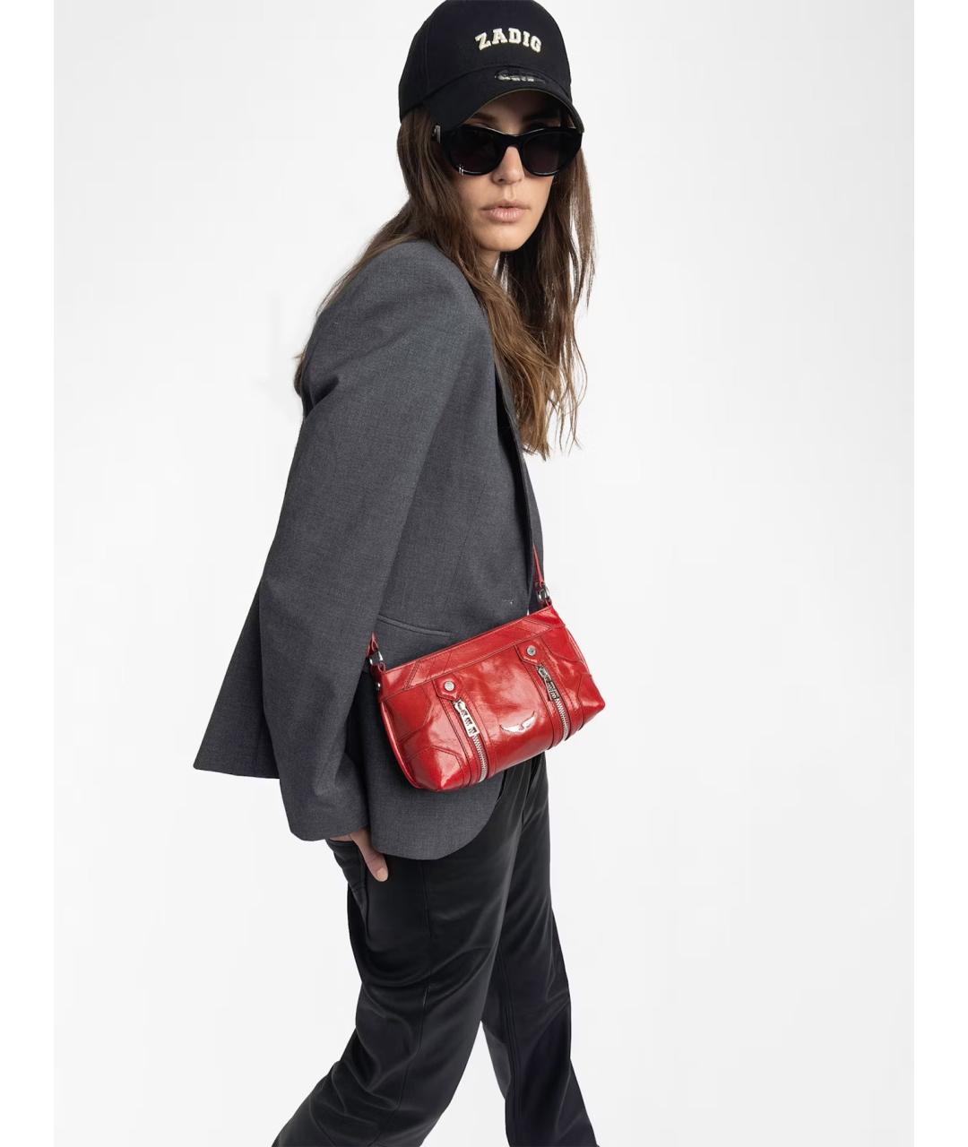ZADIG & VOLTAIRE Красная кожаная сумка через плечо, фото 3