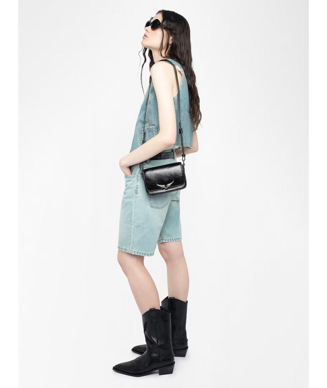 ZADIG & VOLTAIRE Черная кожаная сумка через плечо, фото 2