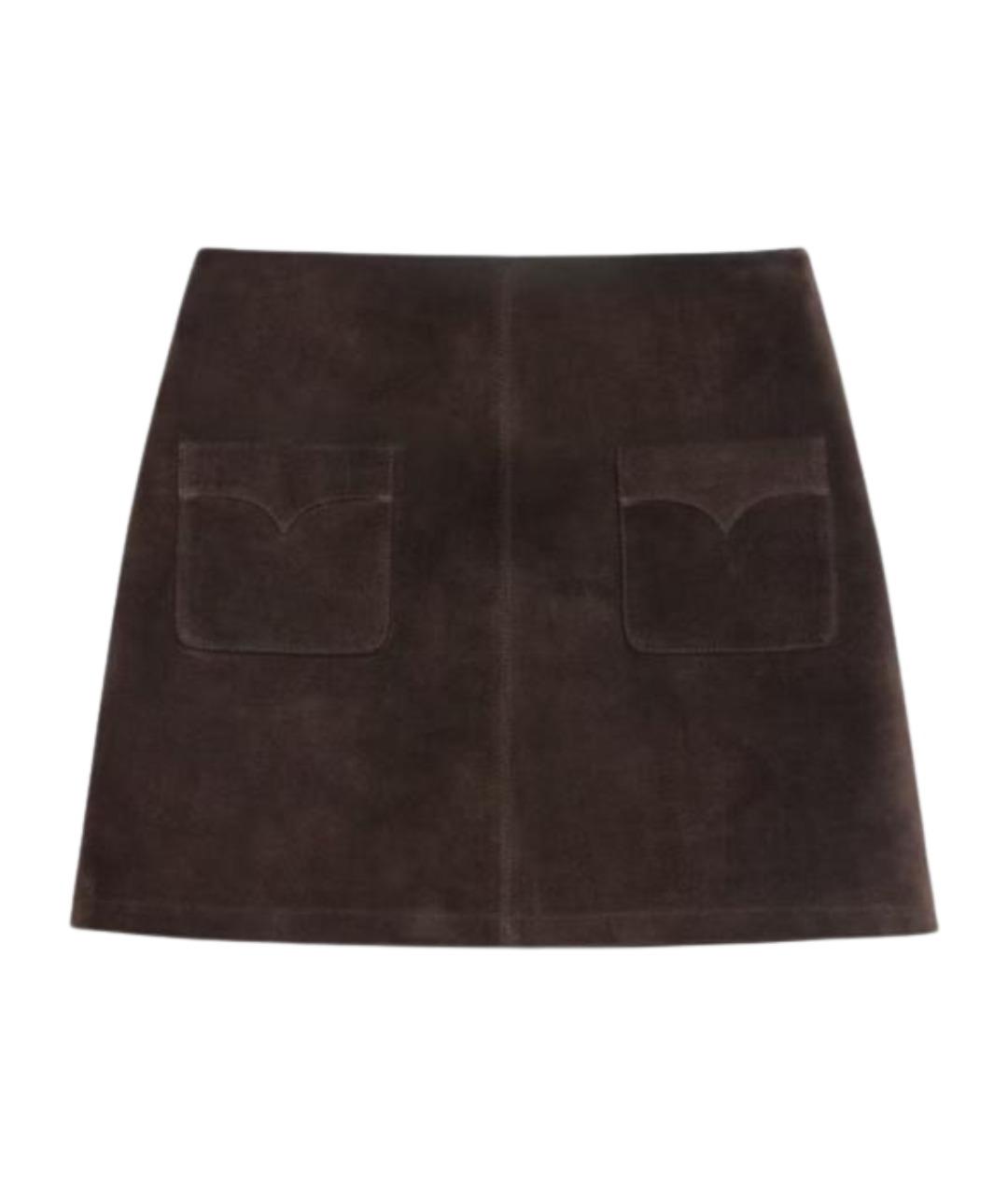 ZADIG & VOLTAIRE Коричневая замшевая юбка мини, фото 1