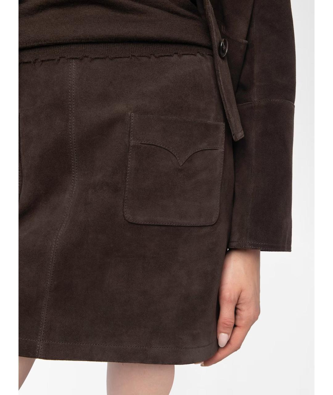 ZADIG & VOLTAIRE Коричневая замшевая юбка мини, фото 6