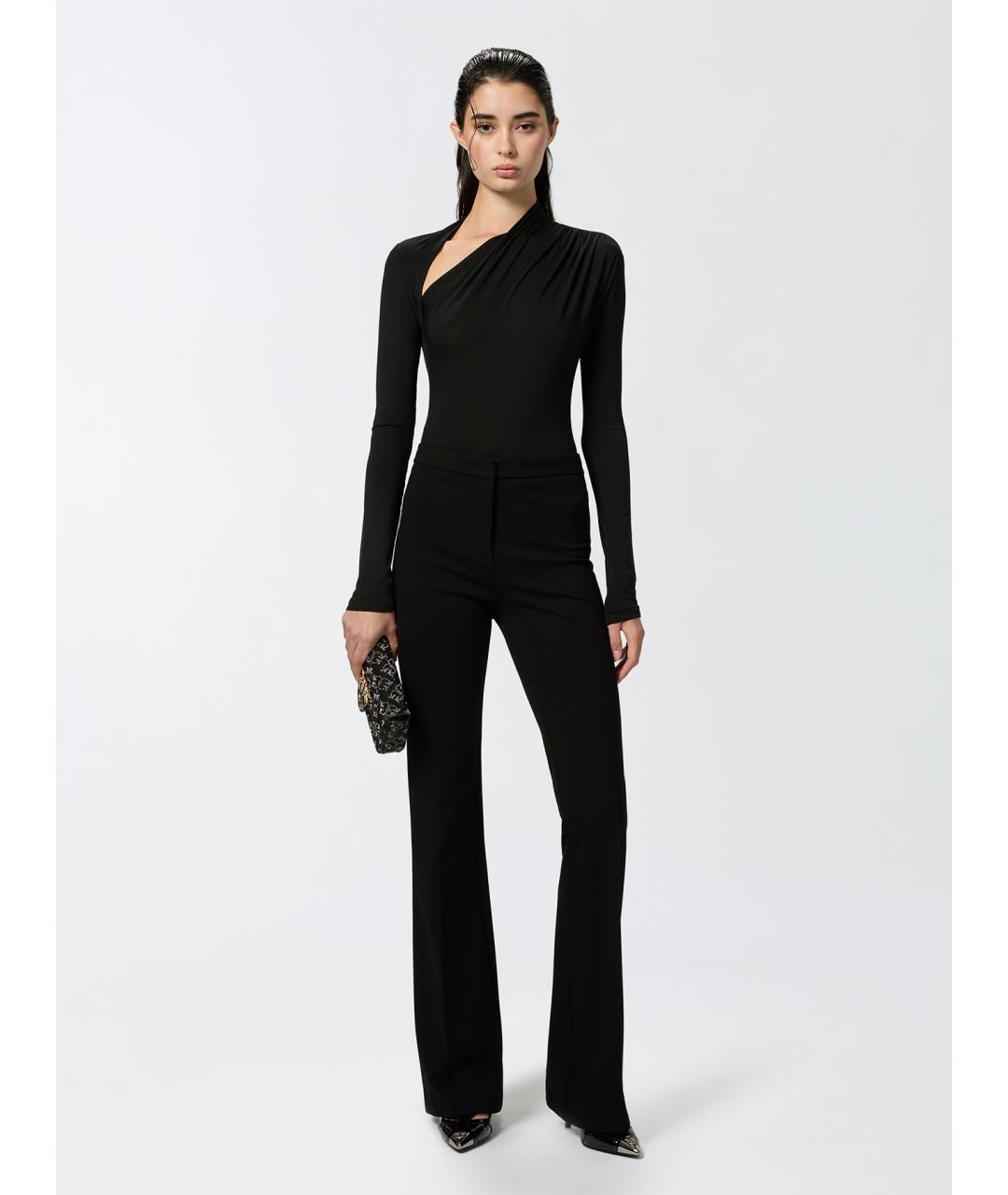 PINKO Черные вискозные прямые брюки, фото 3