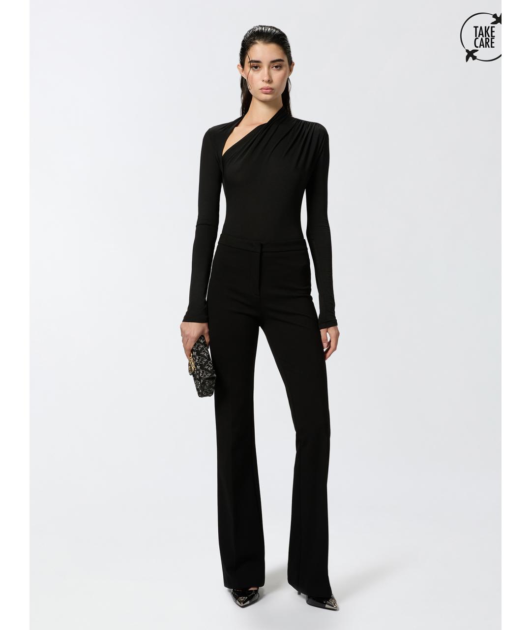 PINKO Черные вискозные прямые брюки, фото 2