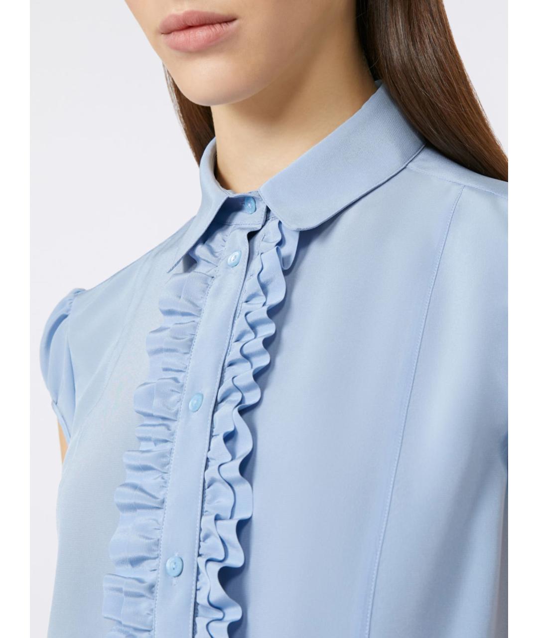 MAX MARA STUDIO Голубая шелковая рубашка, фото 3