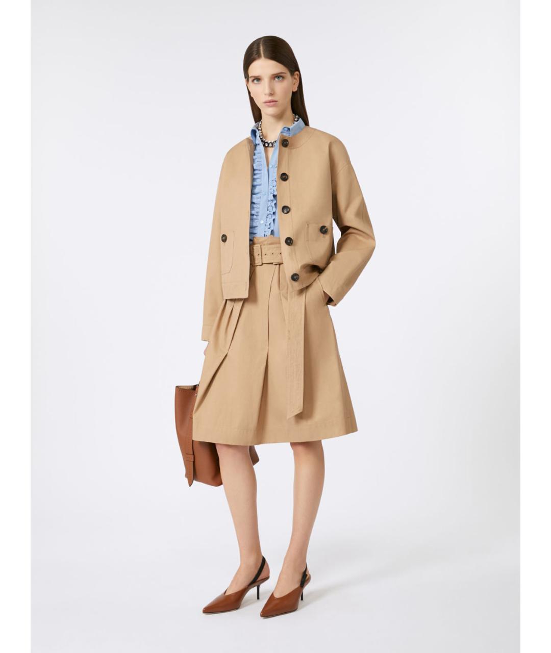 MAX MARA STUDIO Голубая шелковая рубашка, фото 2