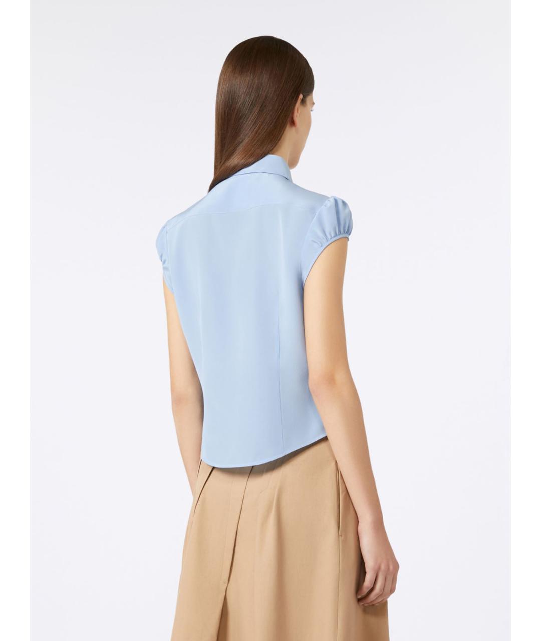 MAX MARA STUDIO Голубая шелковая рубашка, фото 4