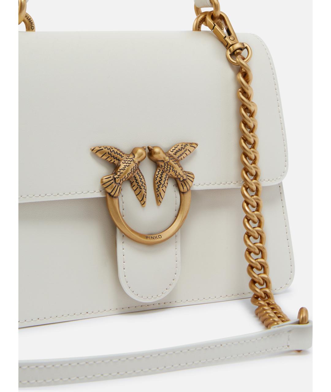 PINKO Белая кожаная сумка через плечо, фото 4