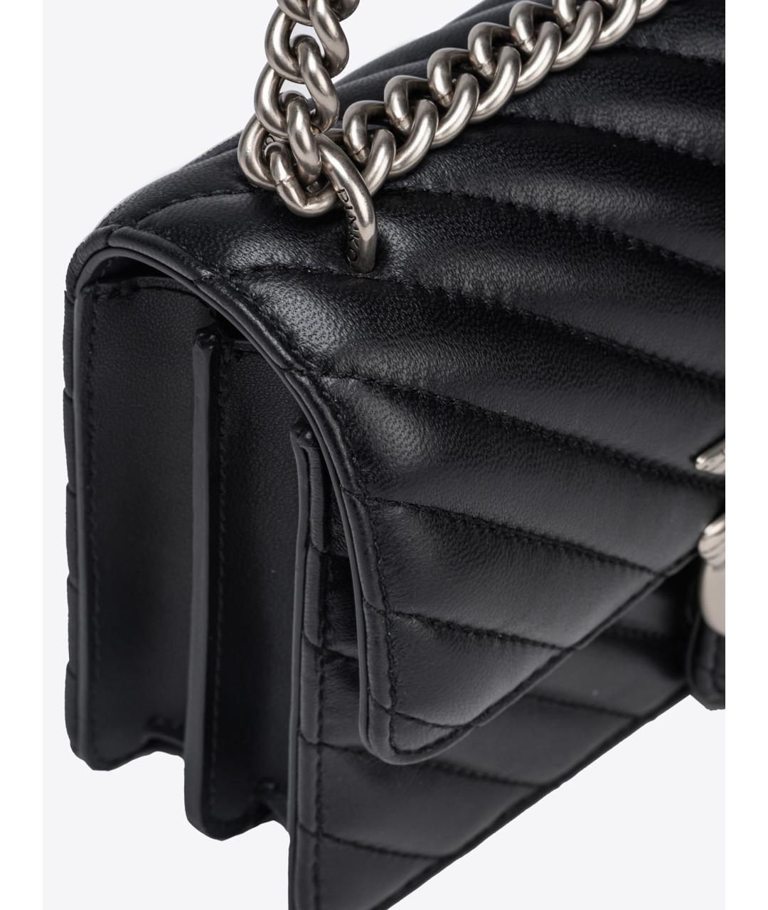 PINKO Черная кожаная сумка через плечо, фото 5