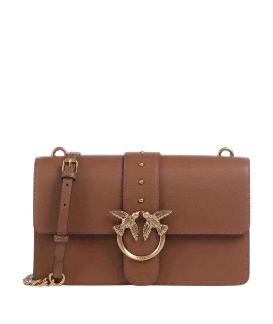 PINKO Коричневая кожаная сумка через плечо, фото 1