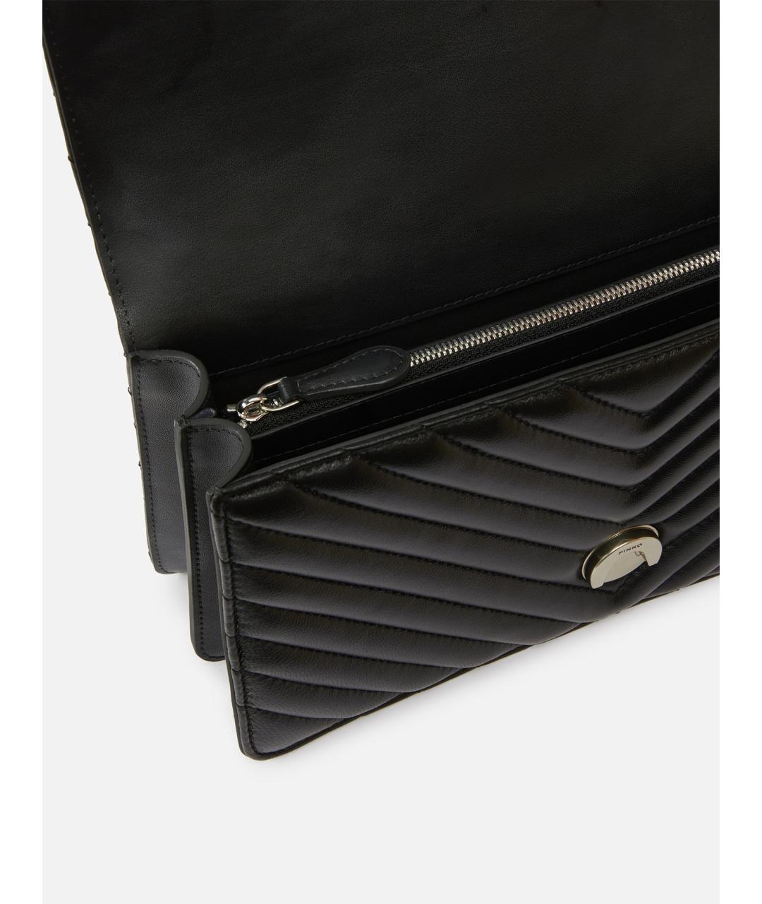 PINKO Черная кожаная сумка через плечо, фото 4