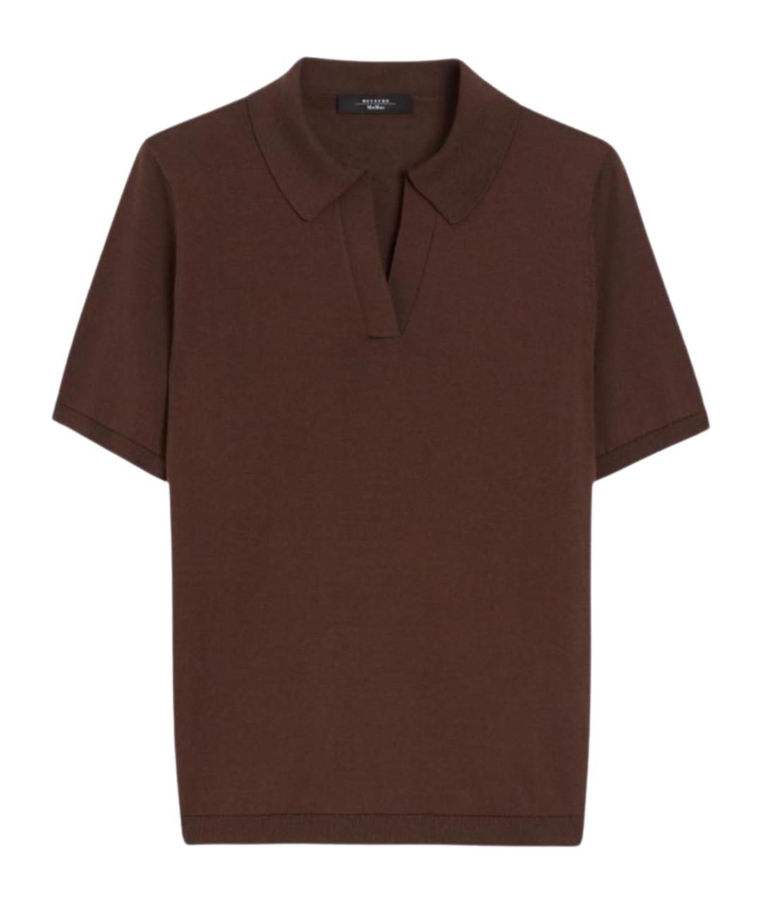 WEEKEND MAX MARA Коричневая шелковая футболка, фото 1