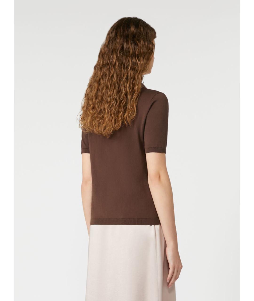 WEEKEND MAX MARA Коричневая шелковая футболка, фото 3