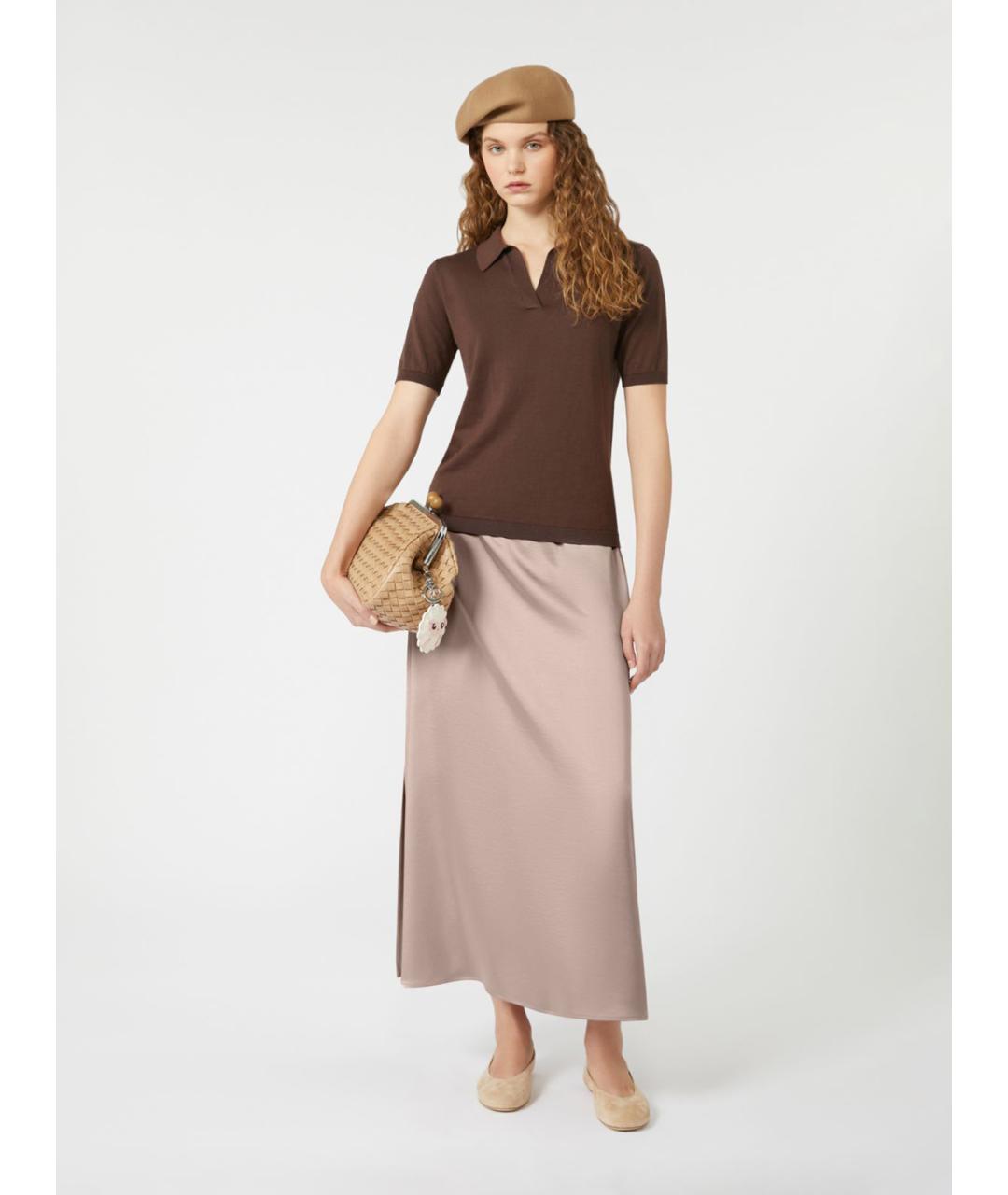 WEEKEND MAX MARA Коричневая шелковая футболка, фото 2