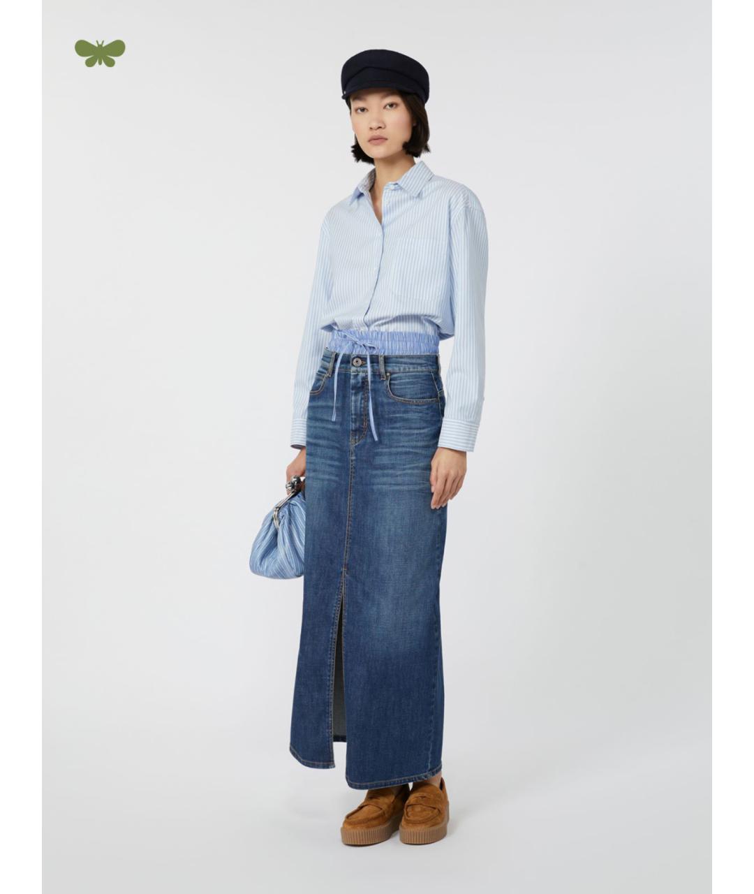 WEEKEND MAX MARA Синяя деним юбка макси, фото 2