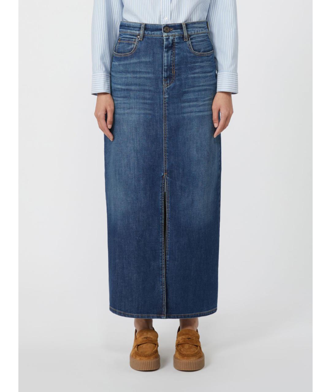 WEEKEND MAX MARA Синяя деним юбка макси, фото 4