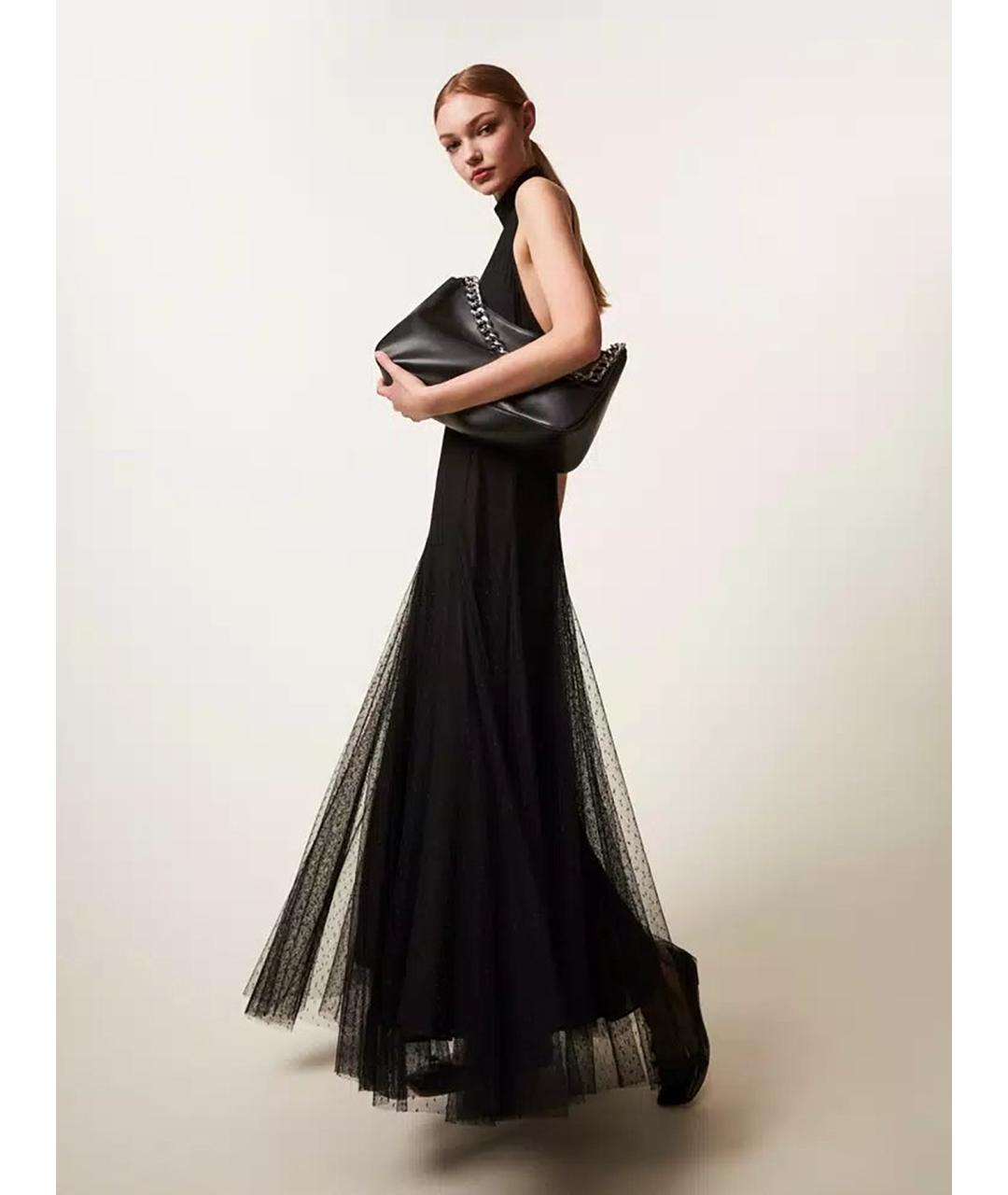 TWIN-SET Черное полиэстеровое коктейльное платье, фото 3