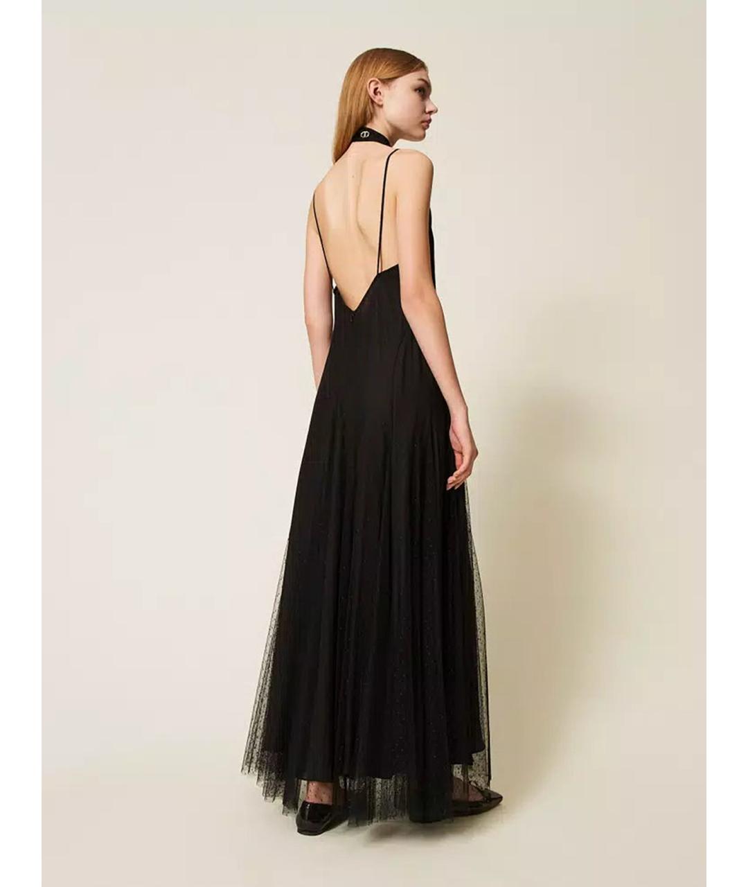 TWIN-SET Черное полиэстеровое коктейльное платье, фото 5