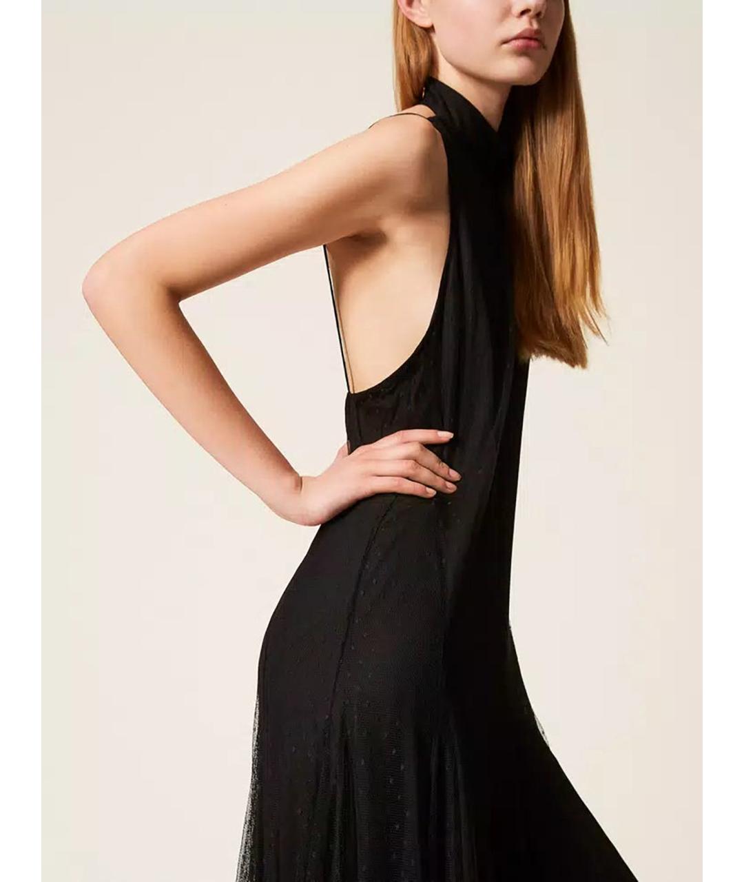 TWIN-SET Черное полиэстеровое коктейльное платье, фото 6