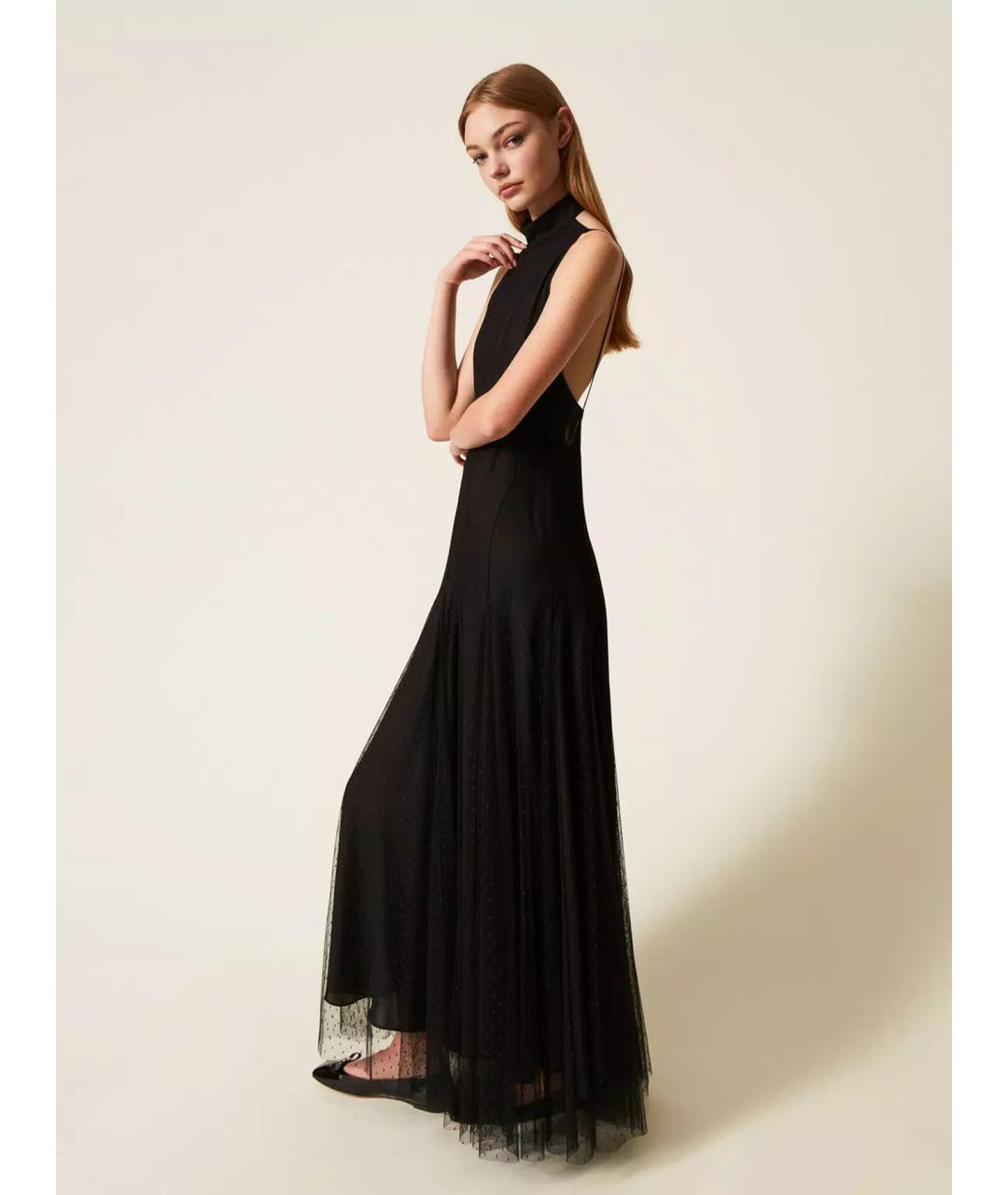 TWIN-SET Черное полиэстеровое коктейльное платье, фото 4