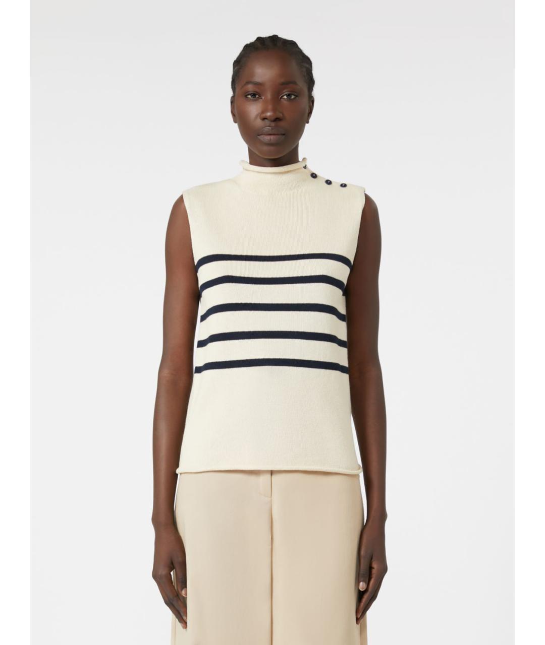 WEEKEND MAX MARA Белая хлопковая водолазка, фото 4